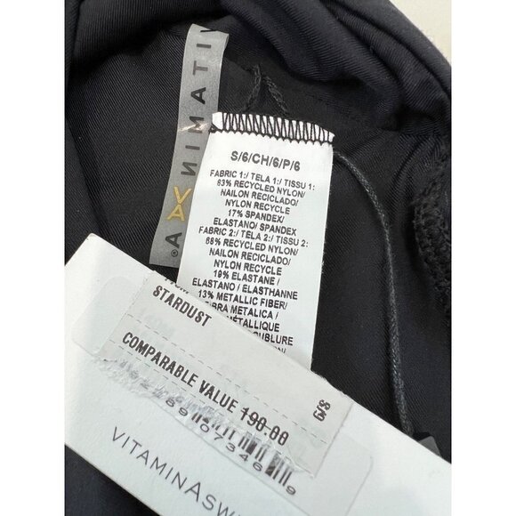 NWT Vitamin A Size S Stardust Layered One Piece Swimsuit Black Gold MSRP $190 - Picture 3 of 15